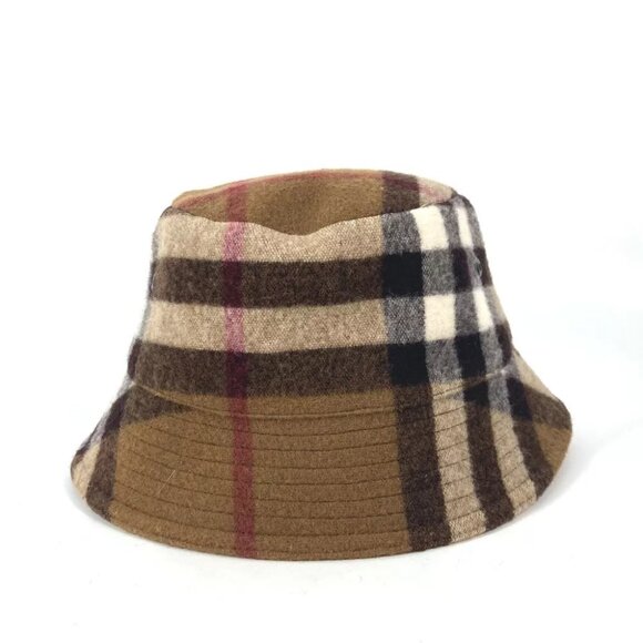 BURBERRY 8048929 check hat hat bucket hat bob hat hat cotton Beige/Brown main image 14